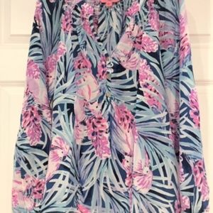 Lilly Pulitzer NWT Mr. Peacock Blue Shirt Size L